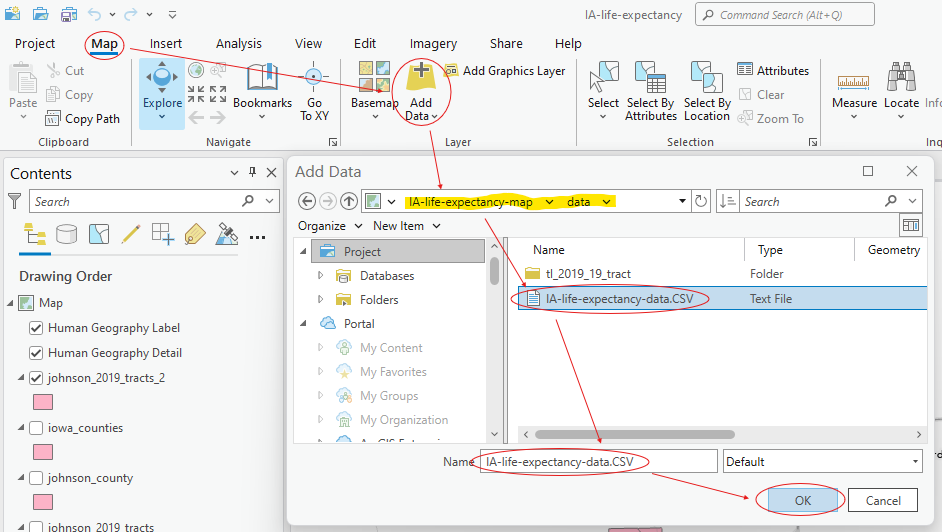 Add CSV data