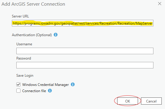 Connecting ArcGIS FeatureServer Layer