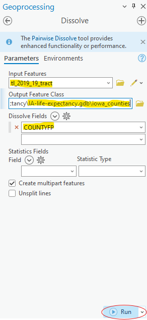 Dissolve tool setup #2