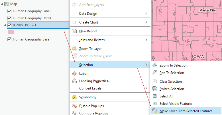 Make layer from selected features