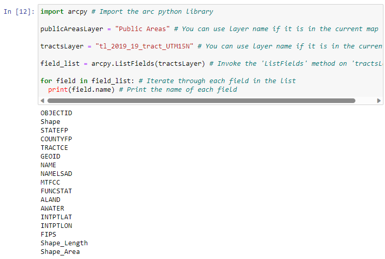 Reading field names with Python
