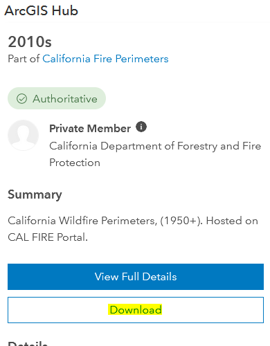 Downloading California Wildfire Data