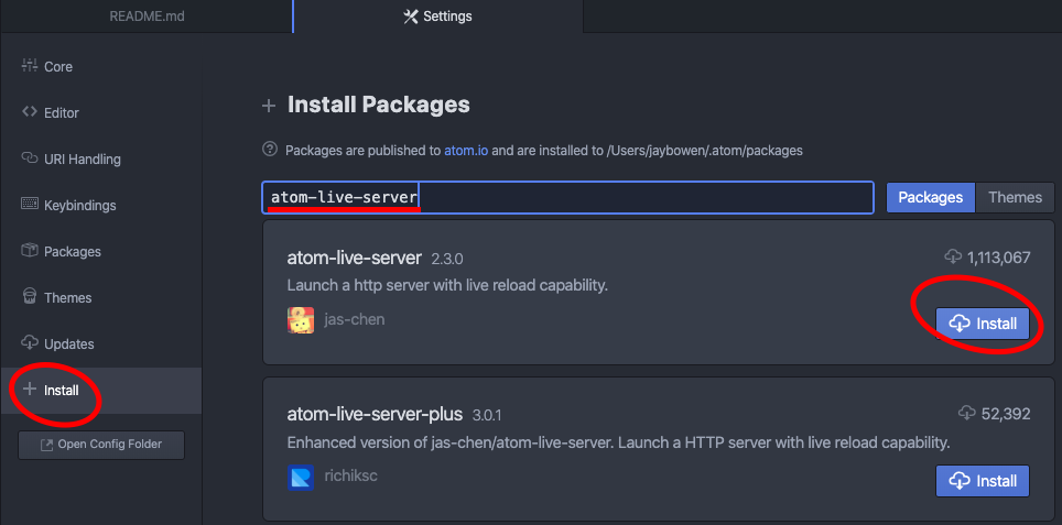 Installing Atom Live Server